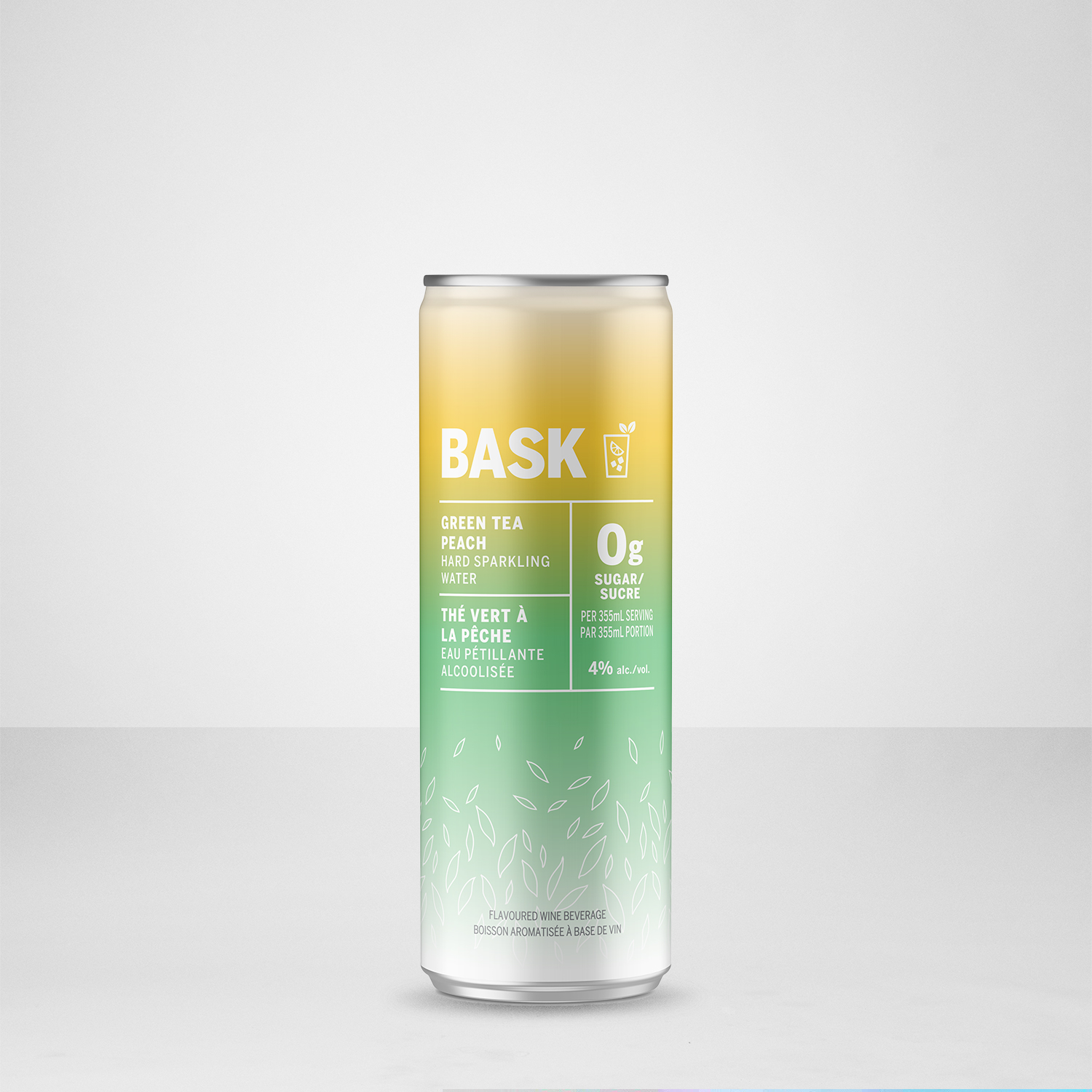BASK Hard Sparkling Water Green Tea Peach